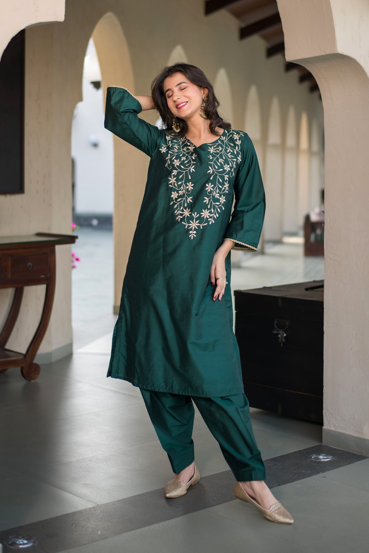 Combo of Velvet Dark Olive Kurta Set