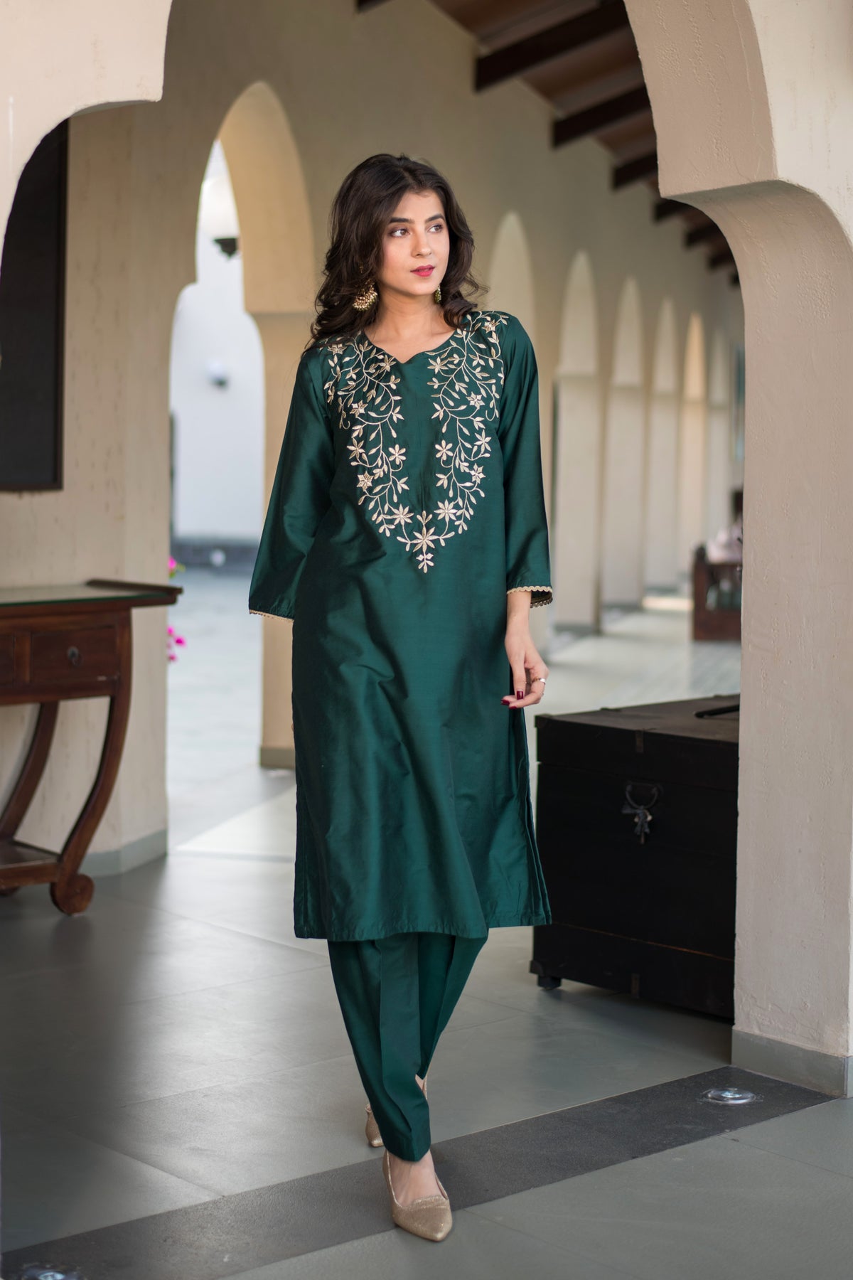 Combo of Velvet Dark Olive Kurta Set